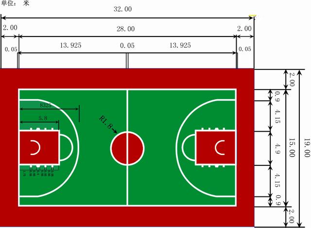 標準硅pu籃球場畫線圖